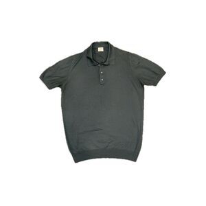 Gatsby Sweater Mens M Gray Silk Cotton Polo Shirt Style Short Sleeve Italian